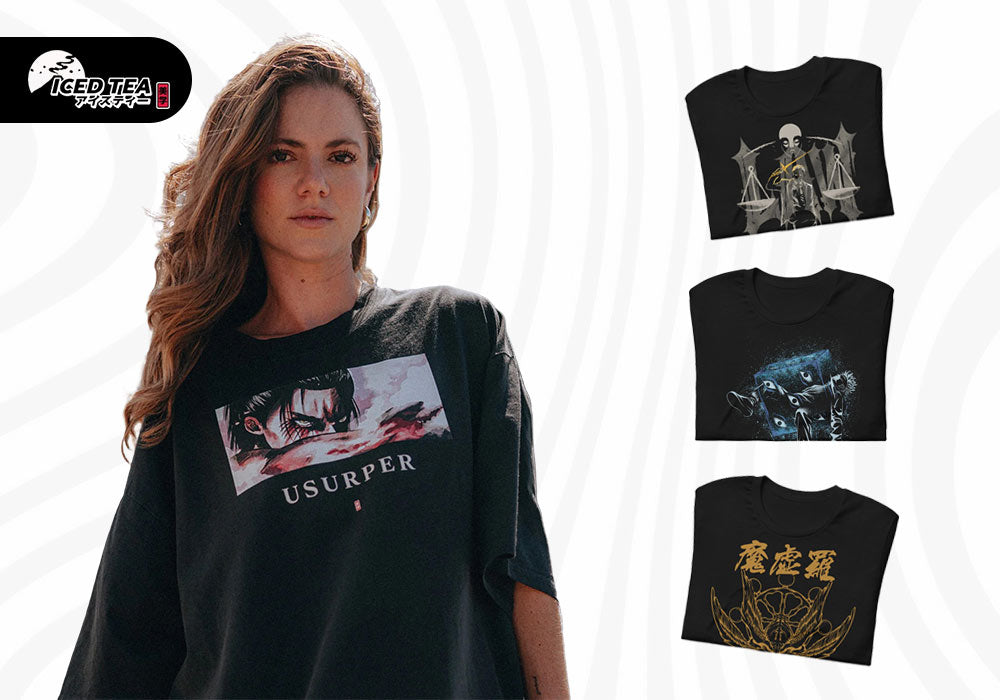 Oversized anime T-shirt styled for a simple everyday streetwear look