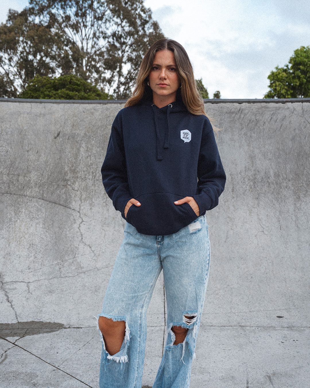 Nah I'd Win - Embroidery Hoodie