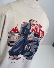 Gojo Geto (TUNERS) - Oversized Heavy tee-Faded Black-S-Iced Tea Aesthetics