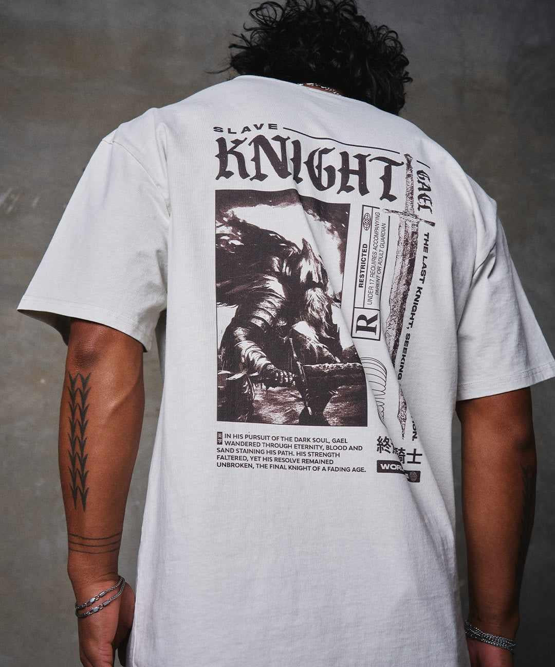 Slave Knight Gael - Oversized Heavy Tee-Faded Black-S-Iced Tea Aesthetics