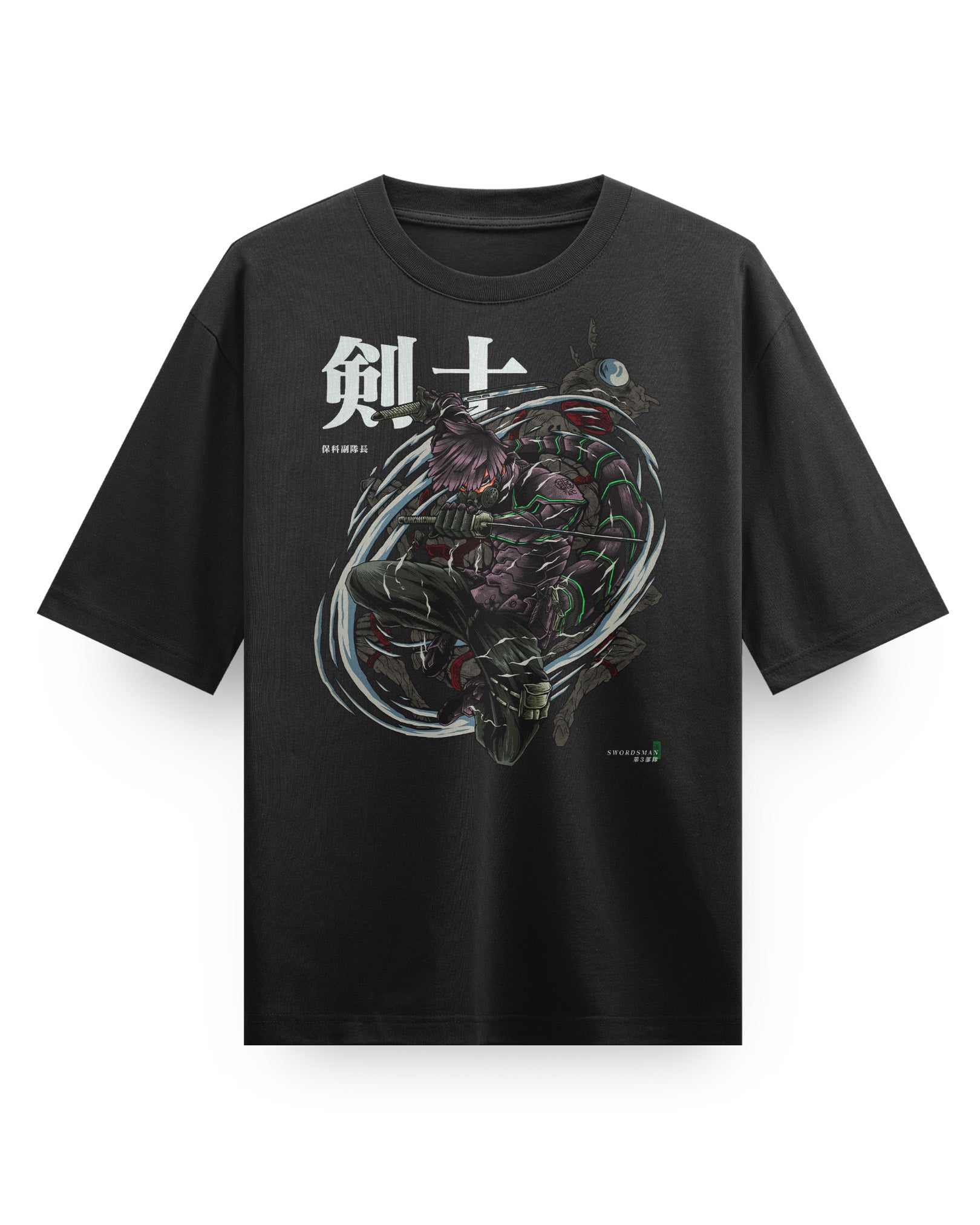 Soshiro (Swordsman) - Oversized Heavy Tee-Faded Black-S-Iced Tea Aesthetics