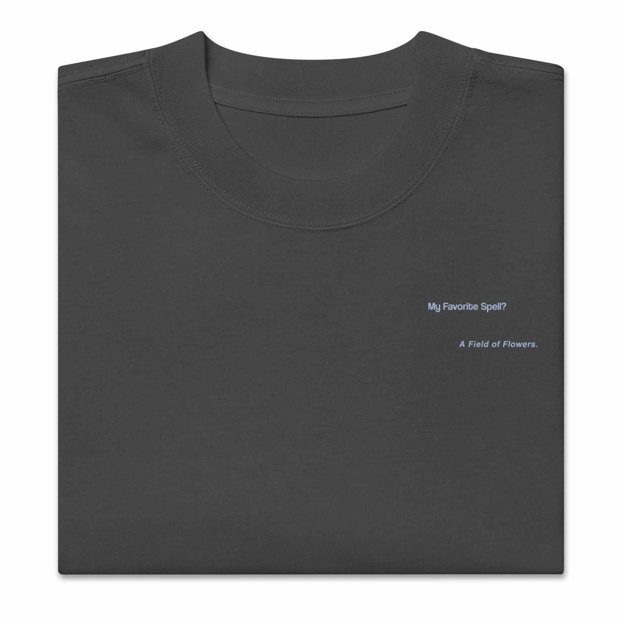 A Field of Flowers - Oversized Heavy Tee-Faded Black-S-Iced Tea Aesthetics