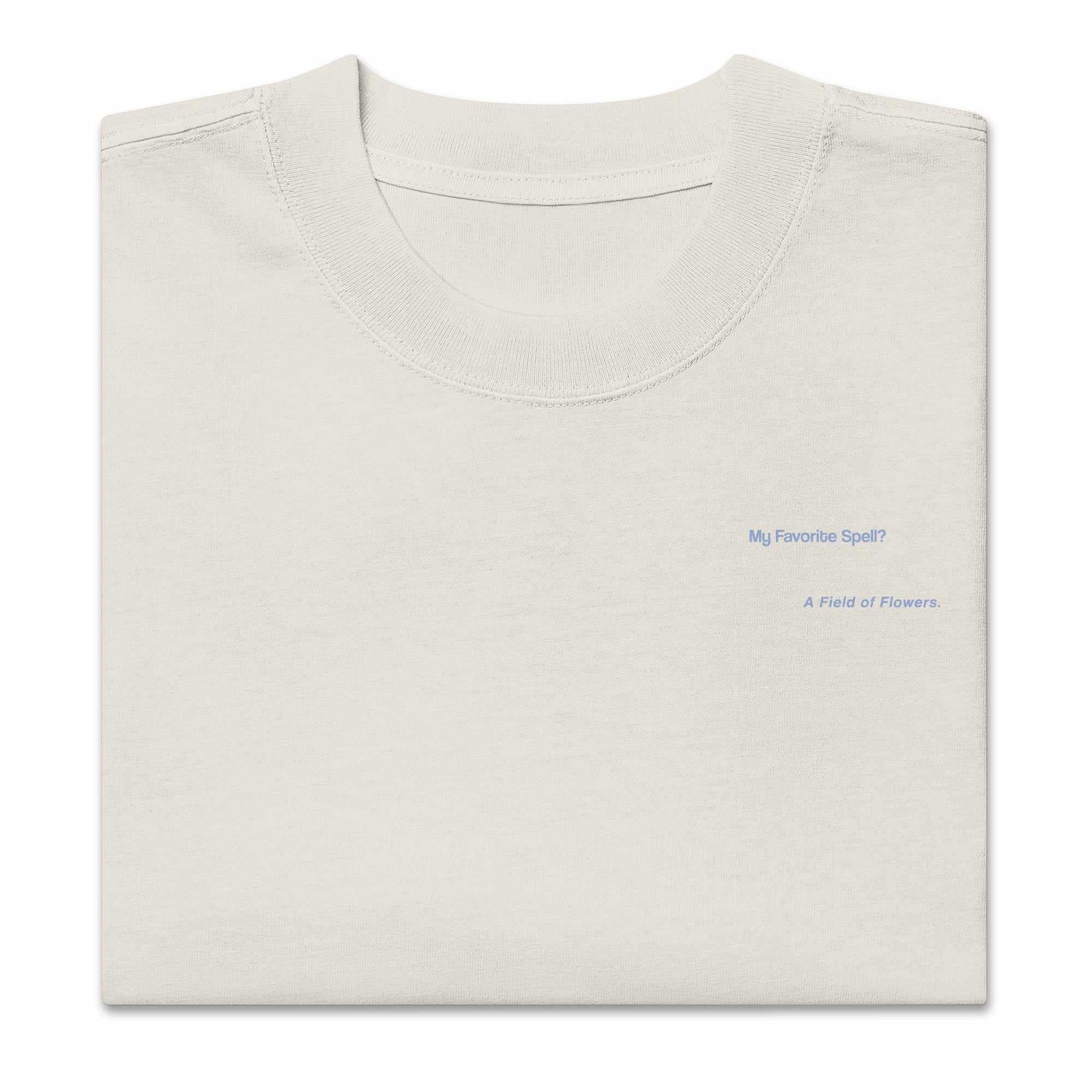 A Field of Flowers - Oversized Heavy Tee-Faded Bone-S-Iced Tea Aesthetics