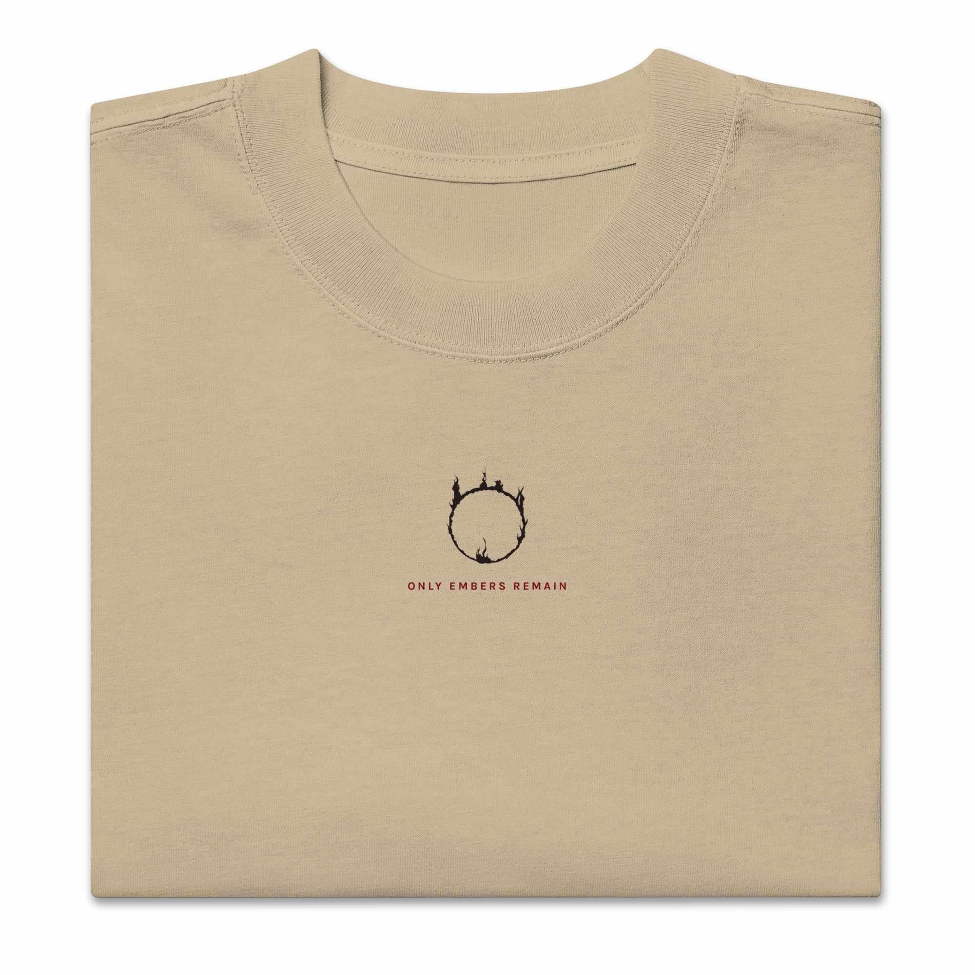 Dark Souls (EMBERS) - Oversized Heavy Tee-Faded Khaki-S-Iced Tea Aesthetics