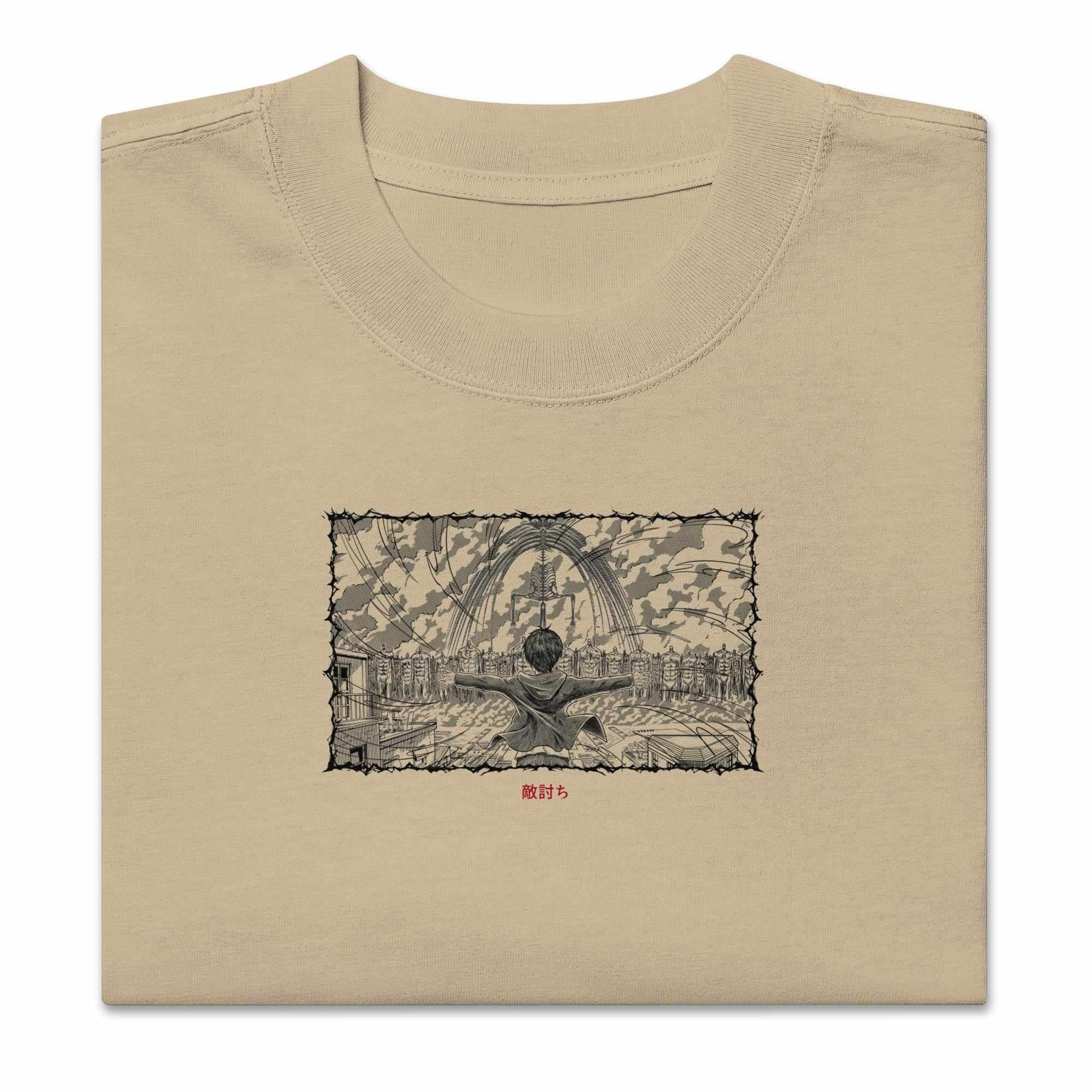 Revenge - Oversized Heavy tee-Faded Khaki-S-Iced Tea Aesthetics